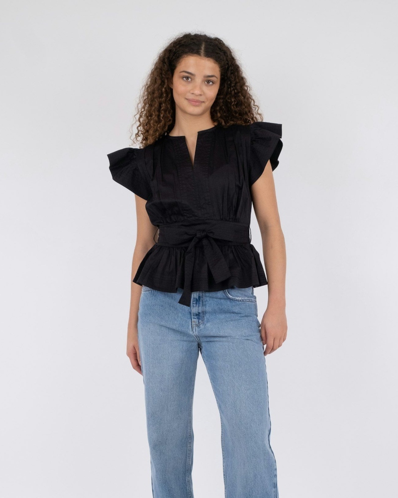 Neo Noir Dalia Cotton Satin Topp Sort