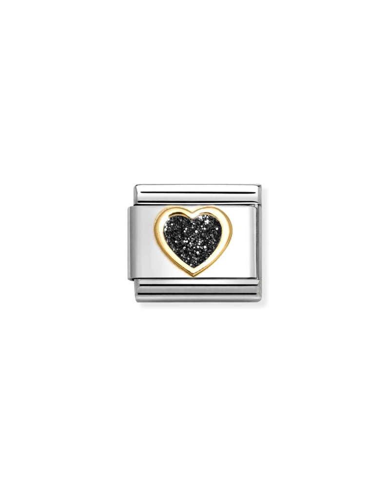 NOMINATION Glitter Links Hjerte Gull Sort