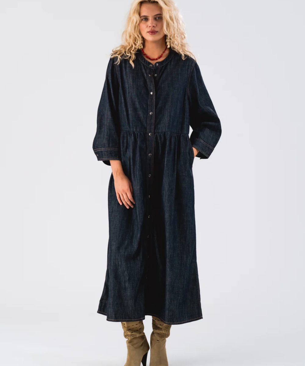 Lollys Laundry Aliya Maxi Kjole Denim Blå