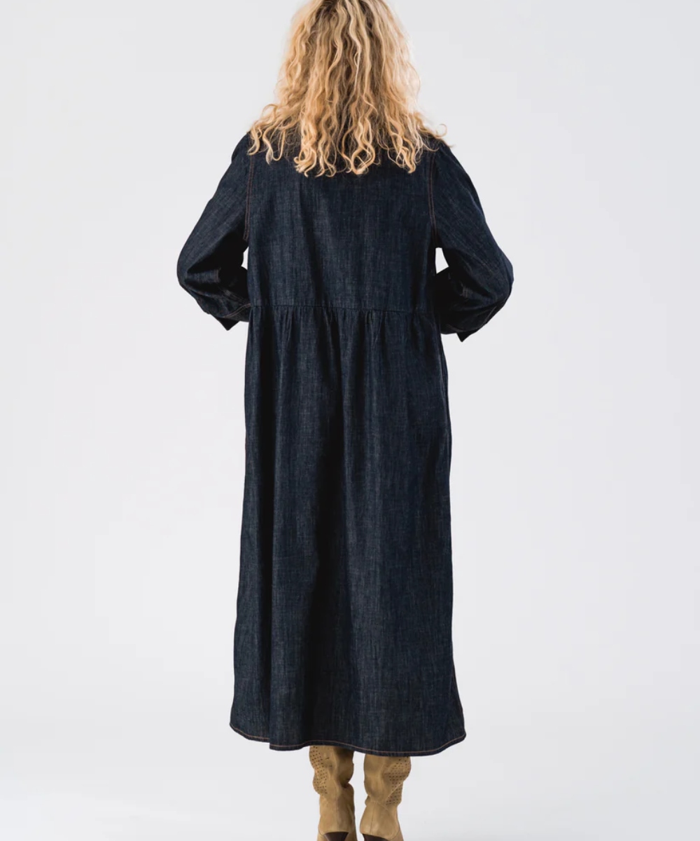 Lollys Laundry Aliya Maxi Kjole Denim Blå - Bilde 3