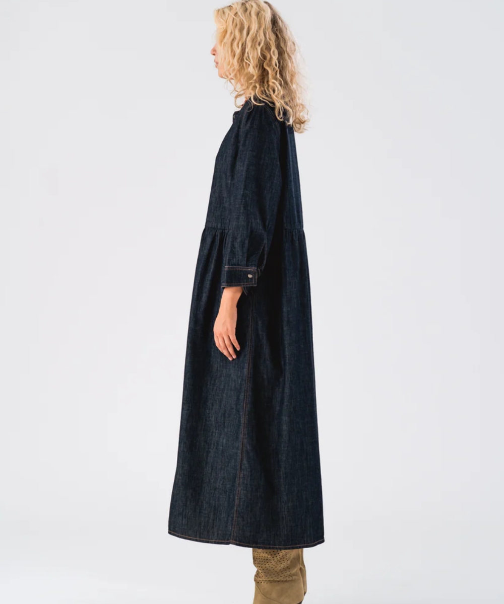 Lollys Laundry Aliya Maxi Kjole Denim Blå - Bilde 4