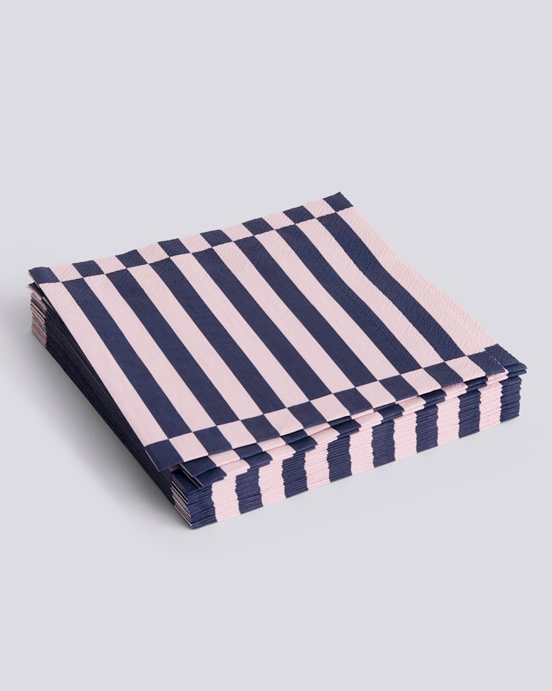 HAY Pattern Servietter Middag Light Pink Dark Blue Pillar Stripe