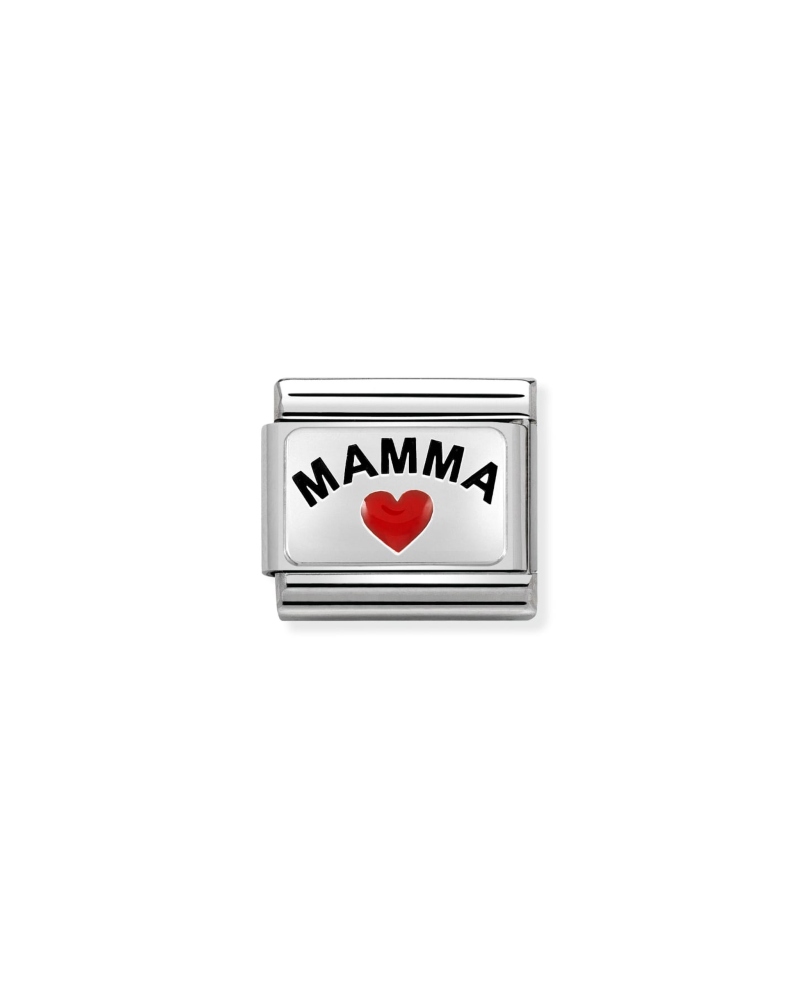 NOMINATION Familie Links MAMMA Hjerte Sølv Rød