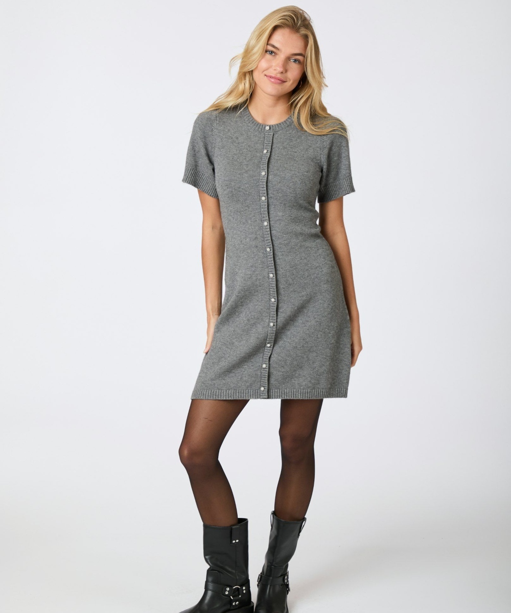 Neo Noir Elise Knit Kjole Dark Grey Melange