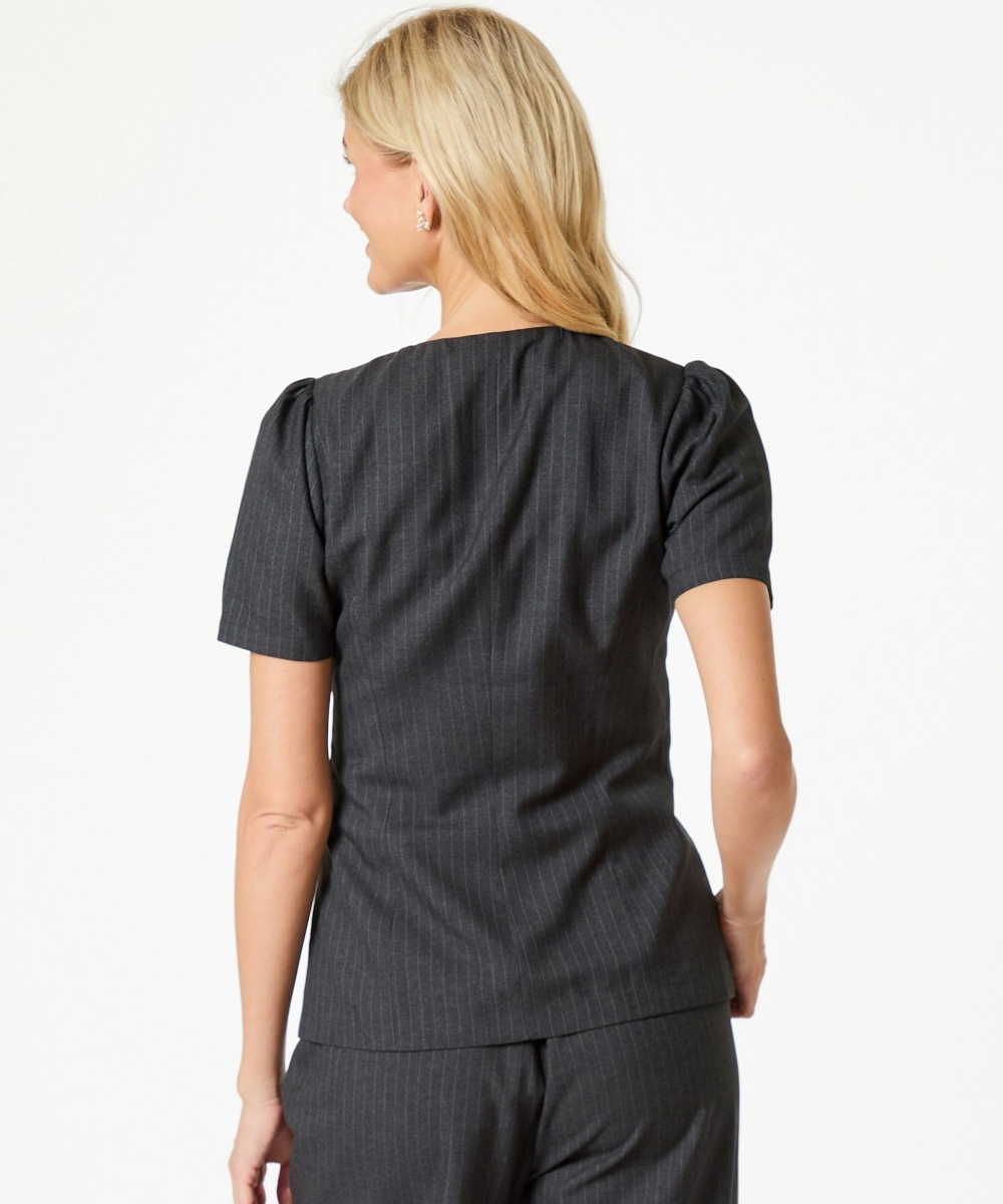 Neo Noir Jules Pinstripe Bluse Antracit - Bilde 2