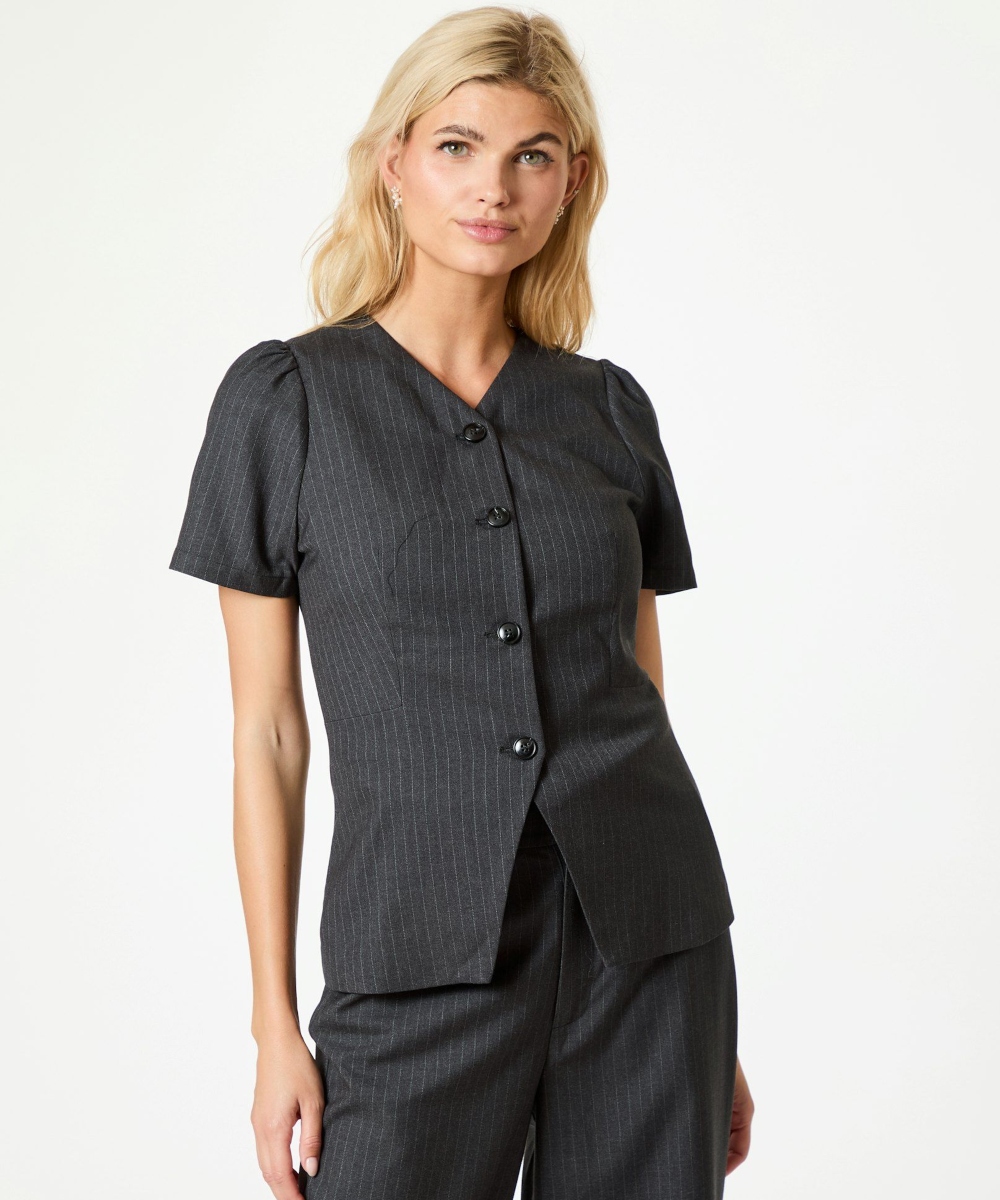 Neo Noir Jules Pinstripe Bluse Antracit - Bilde 3
