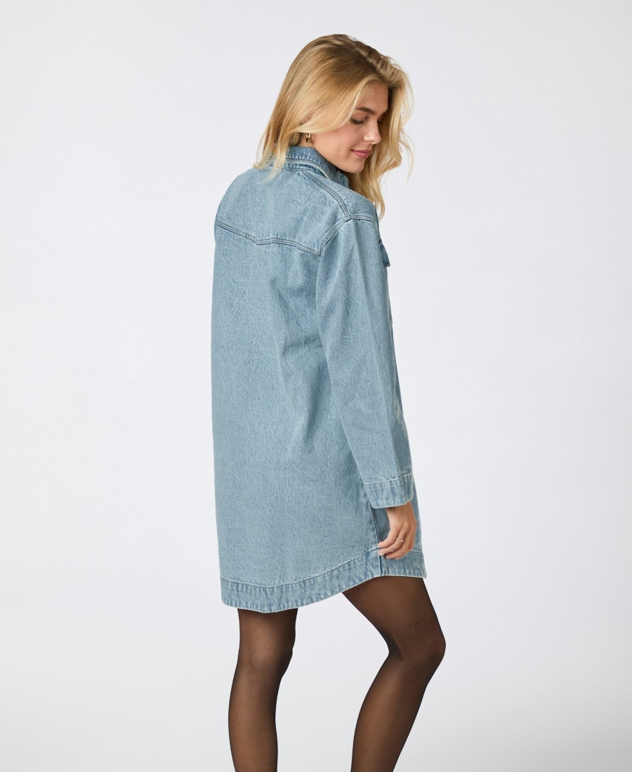 Neo Noir Paras Denim Kjole Smoke Blue - Bilde 2