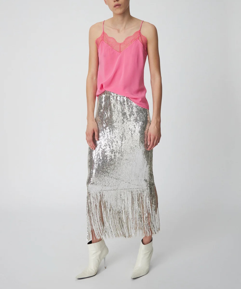 Stella Nova Sequins Fringes Skjørt Sølv