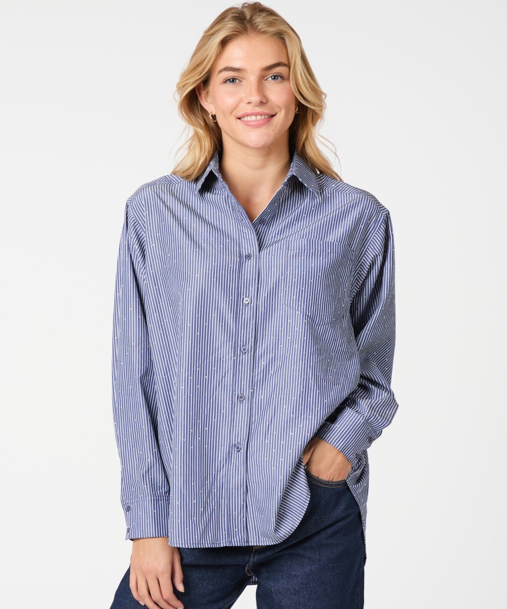 Neo Noir Dalma Stripe Stone Skjorte Dark Blue