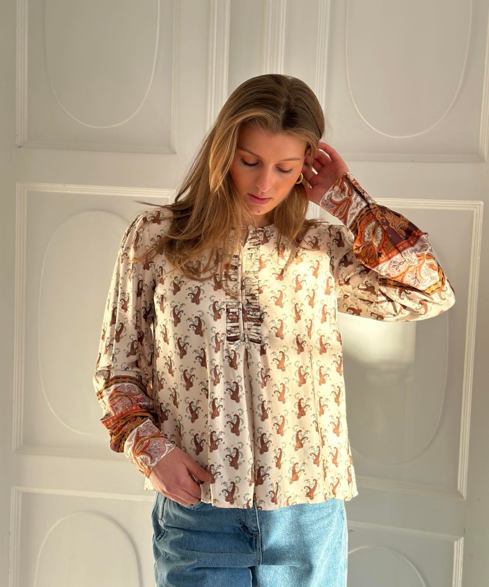 by TiMo Satin Bluse Vintage Paisley