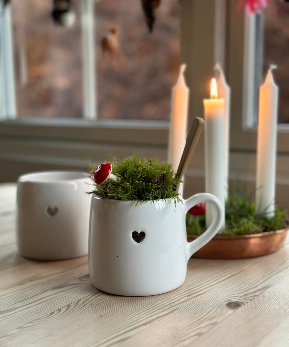 Bruka Design Heart Kopp Hvit Brun