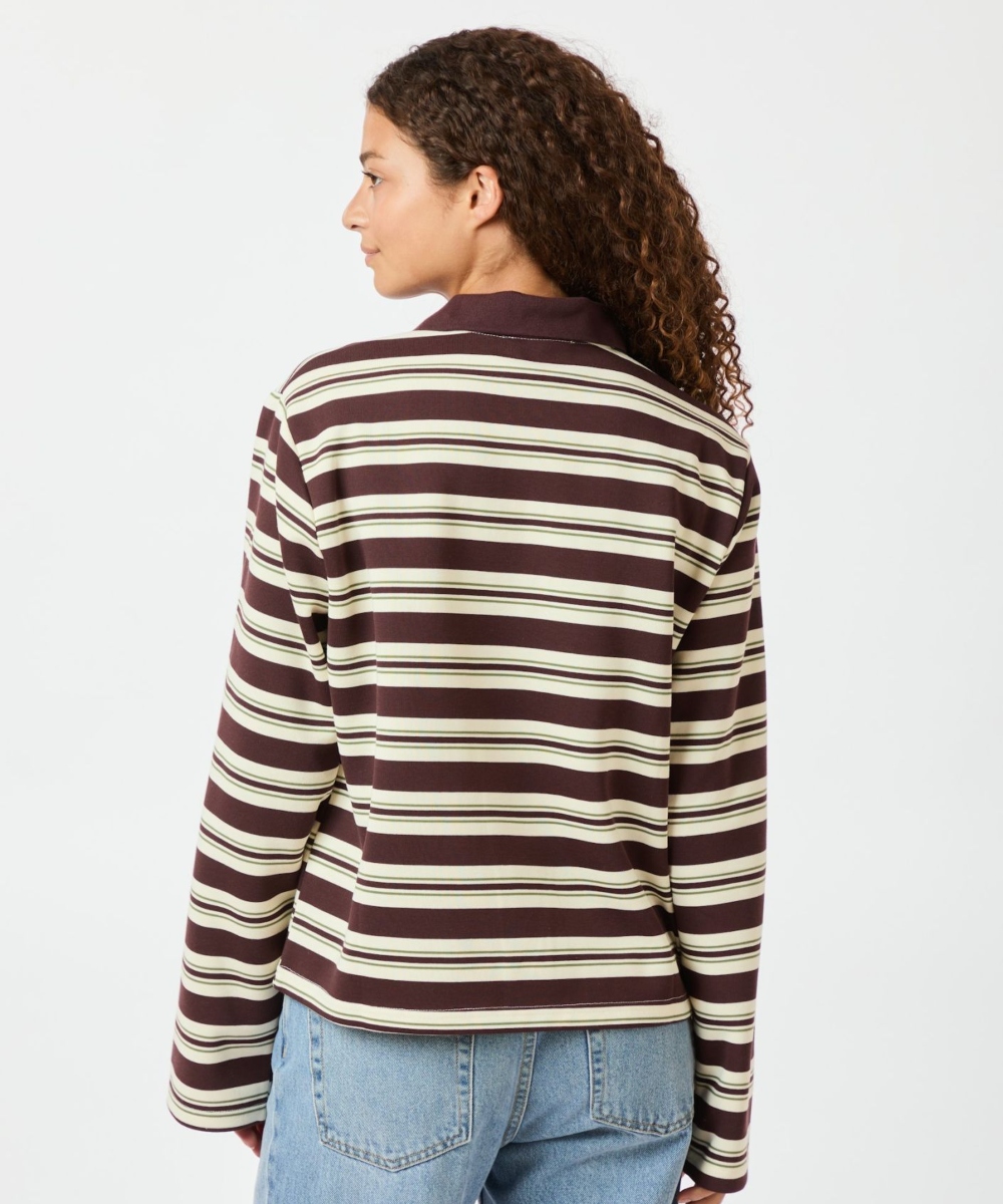 Neo Noir Mala Stripe Polo Genser Brun - Bilde 3