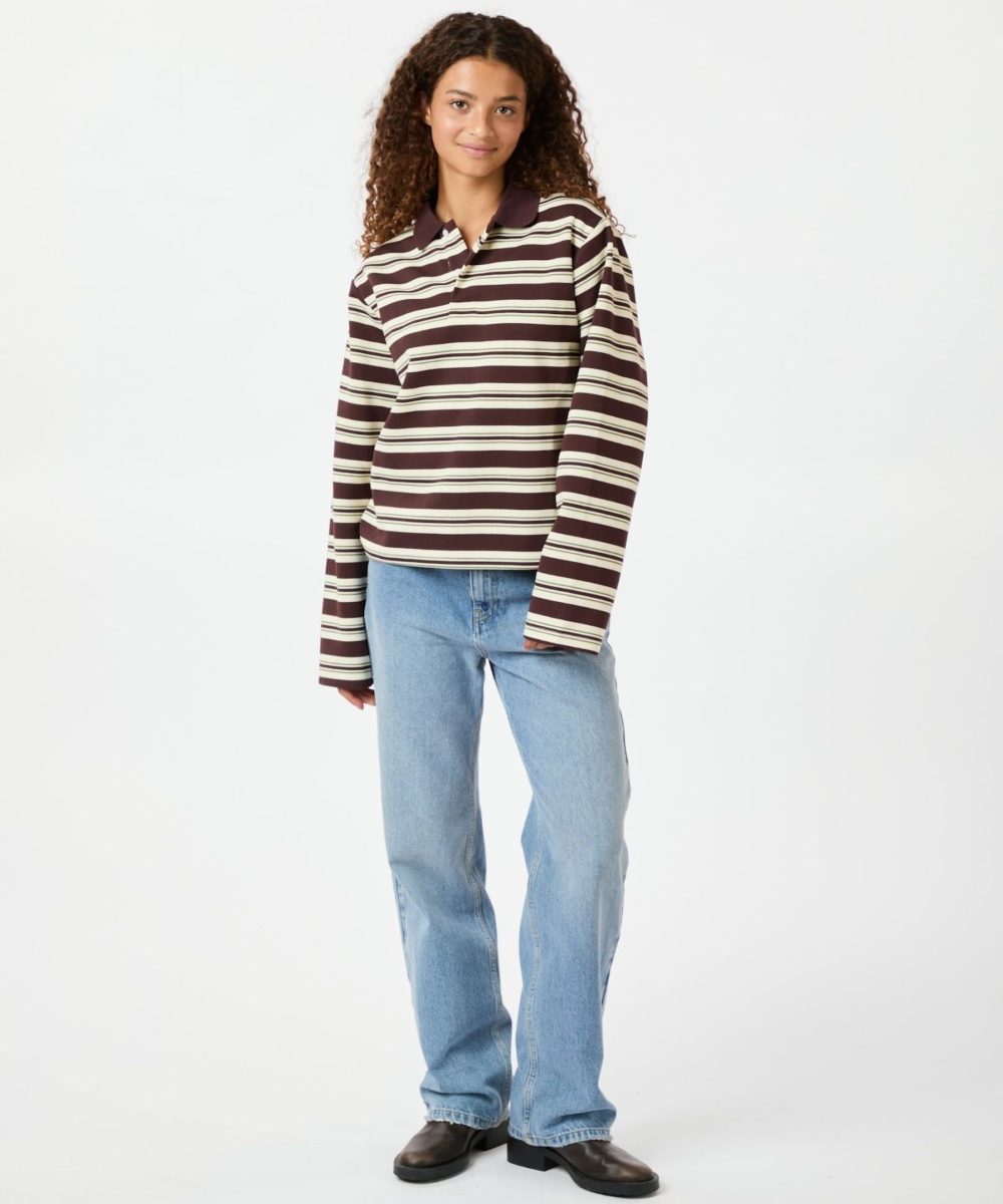 Neo Noir Mala Stripe Polo Genser Brun - Bilde 4