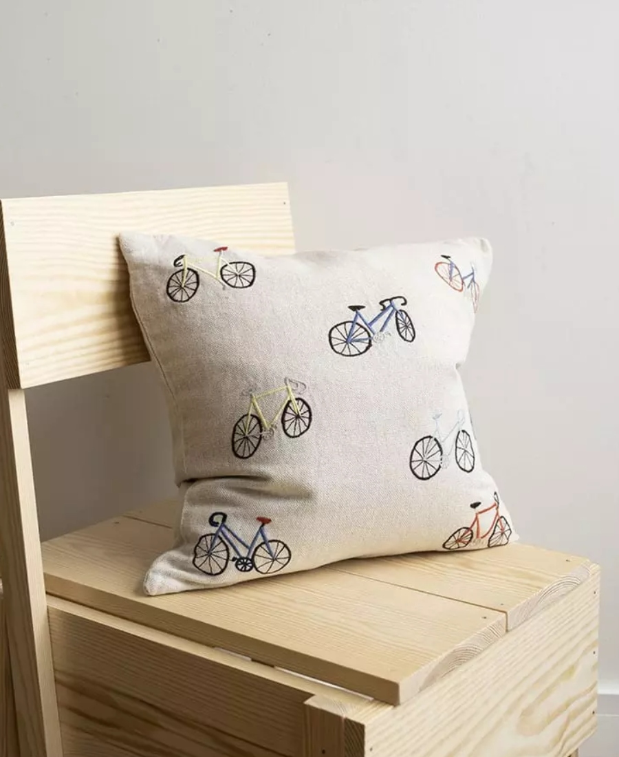 Fine Little Day Bicycles Embroidered Pute 48x48