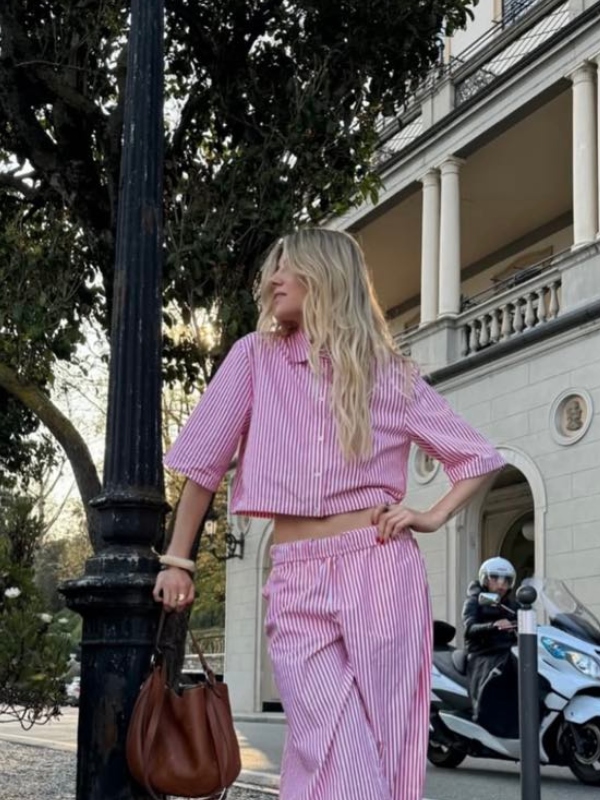 Stella Nova Cropped Stripe Skjorte Rød