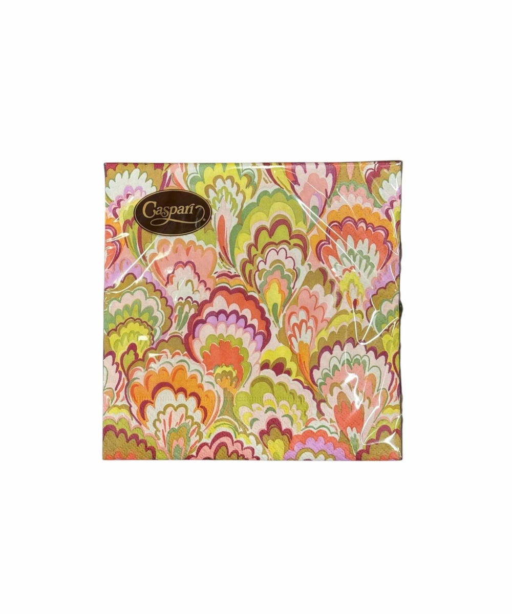 Caspari Servietter Lunsj Marbled Ceramica Rasberry Chartreuse