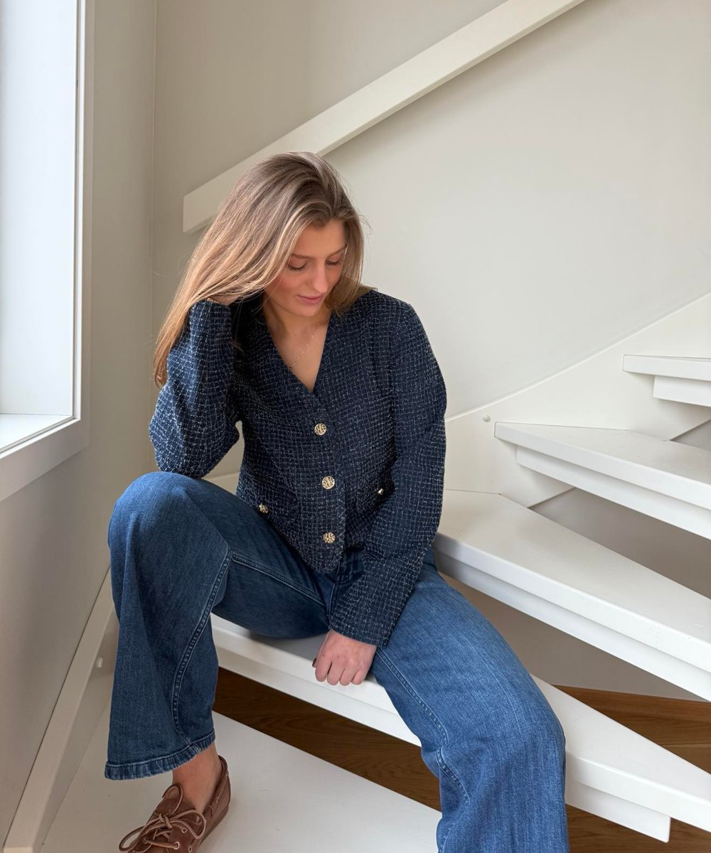 Neo Noir Manua Denim Structure Jakke Mørk Blå