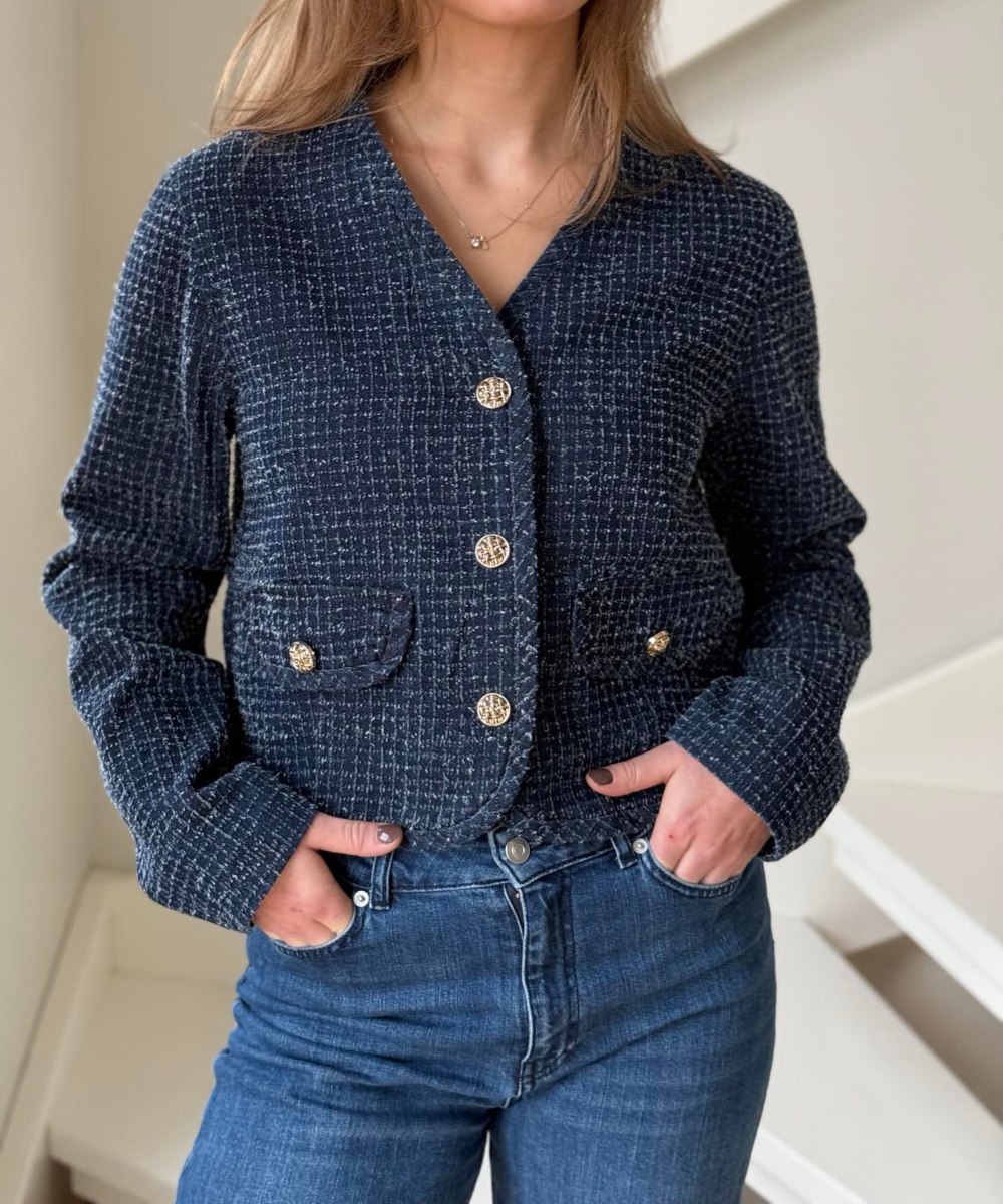 Neo Noir Manua Denim Structure Jakke Mørk Blå - Bilde 2