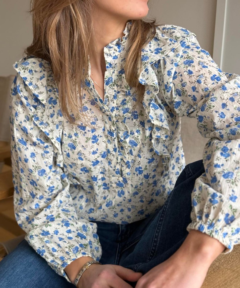 MISSMAYA Maya Bluse Spring Blue - Bilde 3