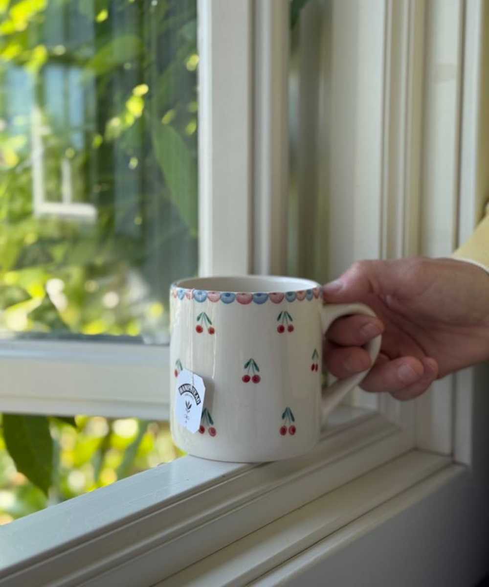 Rice Ceramic Mug Cream Cherries