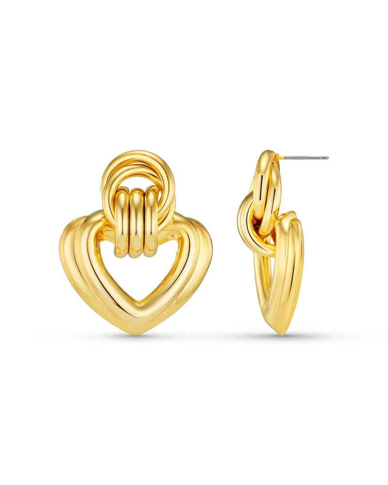 ORELIA Statement Interlocking Textured Heart Øredobber