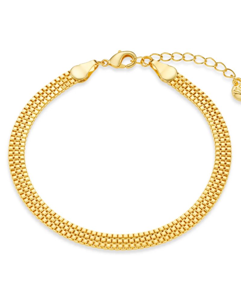ORELIA Flat Box Chain Armbånd Gull