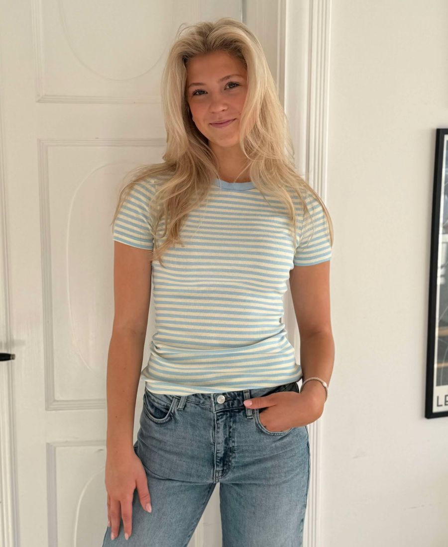basic apparel Ludmilla SS O-neck T-skjorte Striper