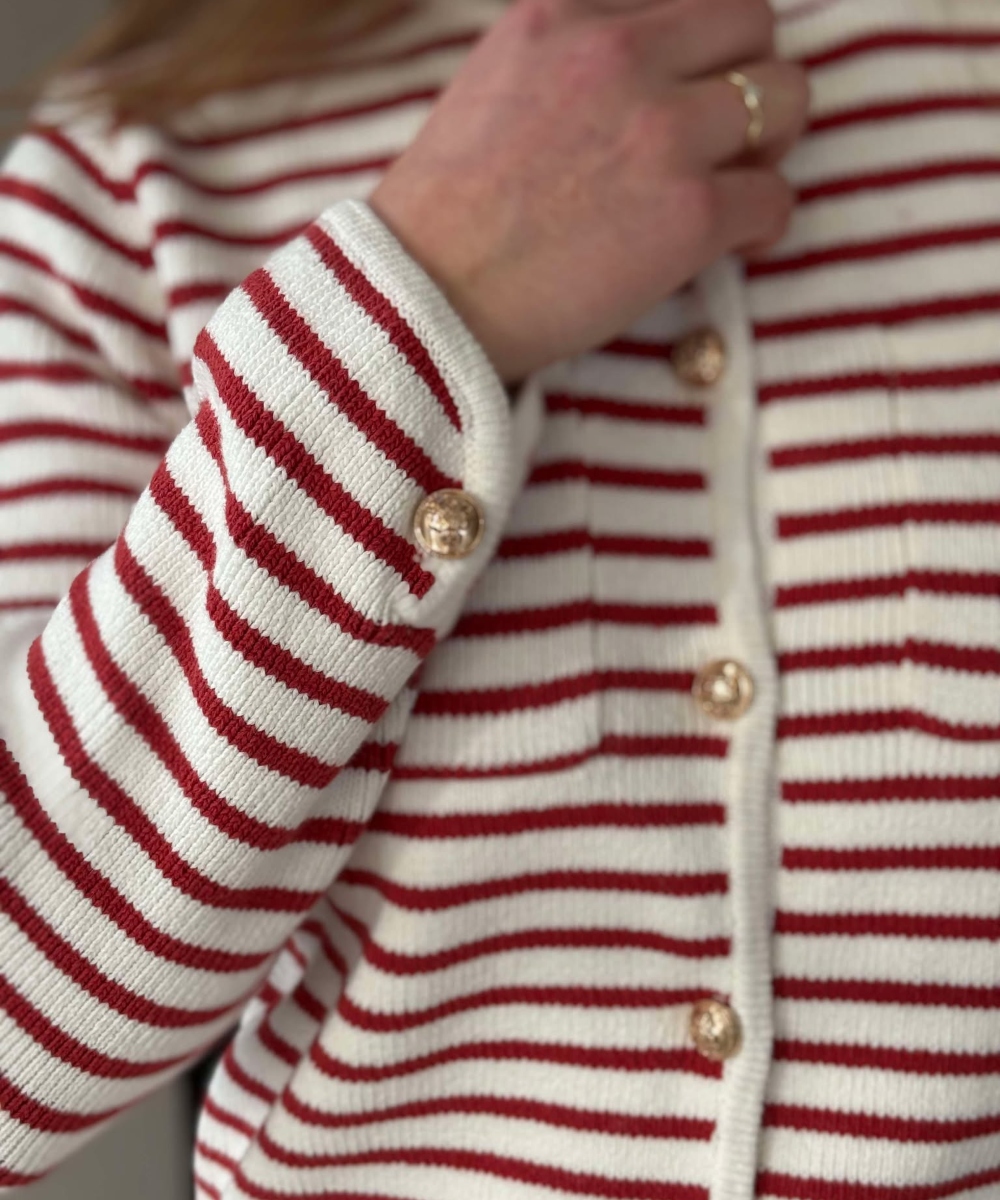 Suncoo Paris Gabriel Striped Cardigan Offwhite - Bilde 3