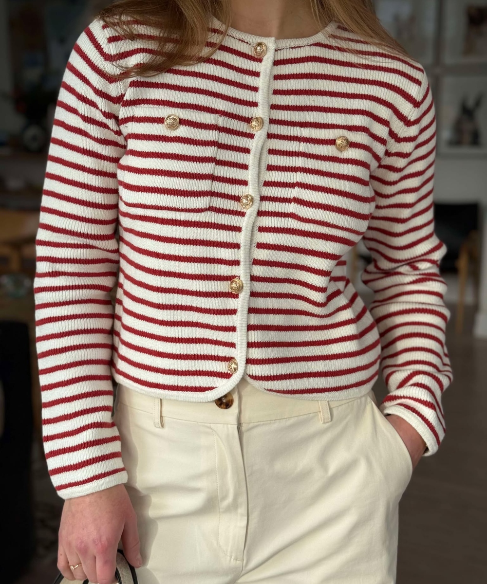 Suncoo Paris Gabriel Striped Cardigan Offwhite - Bilde 5