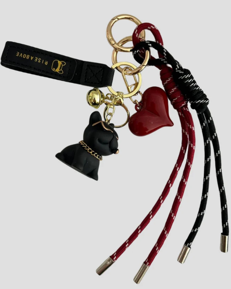 Sticky Bestie Bag Charm Sett Hund Sort Rød