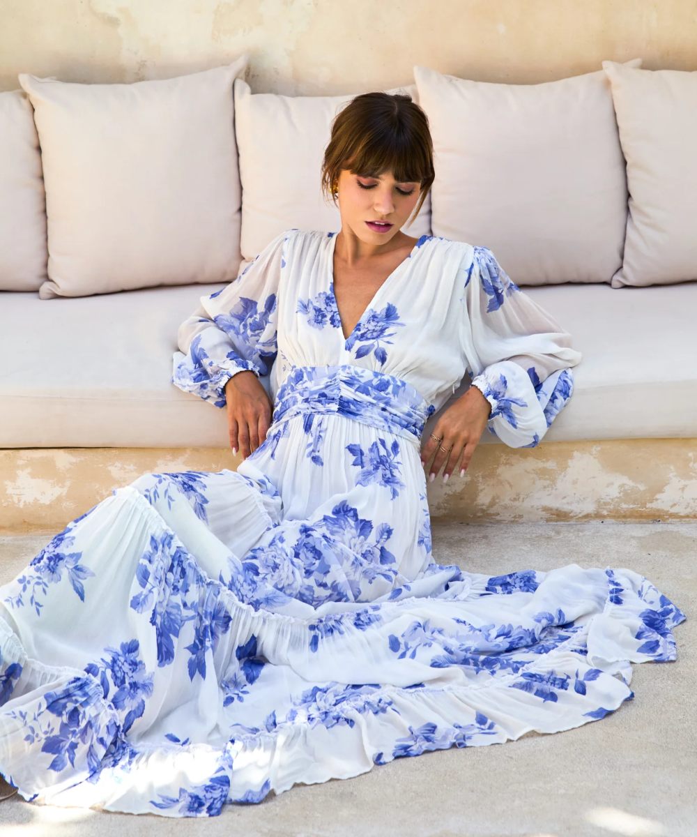 MISSMAYA Noor Maxi Kjole Floral Blue - Bilde 2