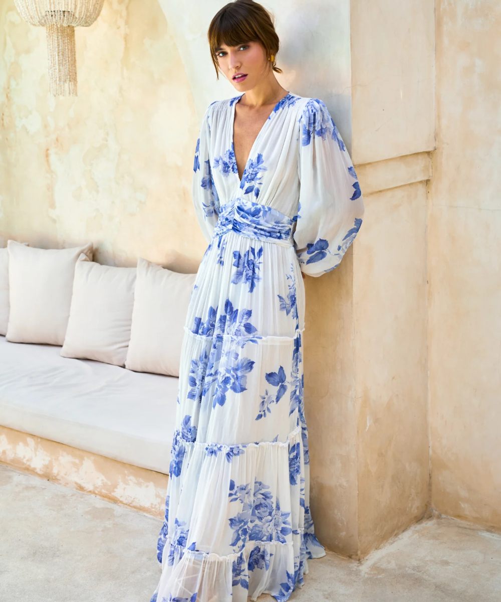 MISSMAYA Noor Maxi Kjole Floral Blue - Bilde 3