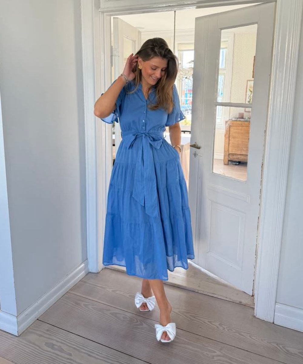 MISSMAYA Gaia Kjole Blue Voille