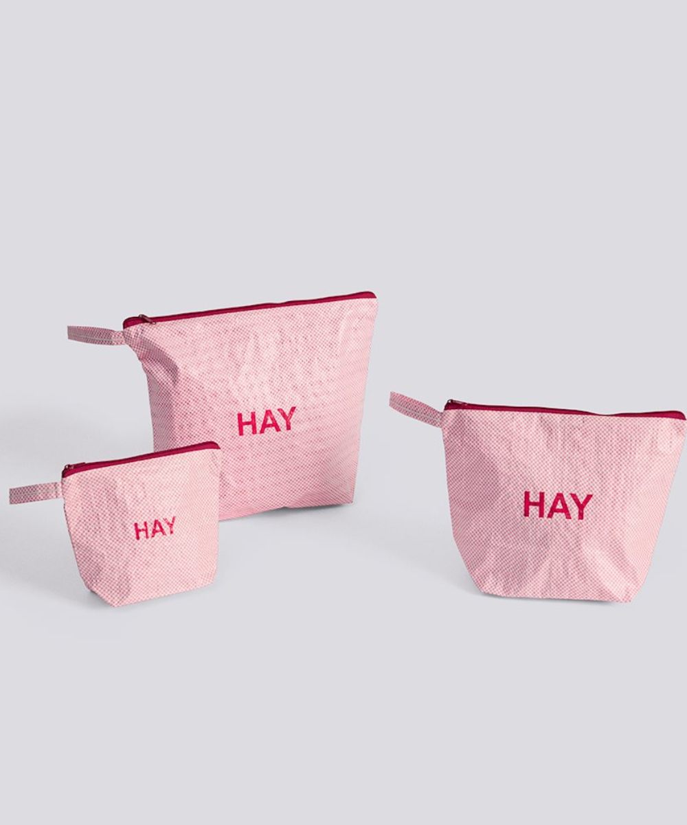 HAY Candy Mono Wash Bag Set Of 3 Light Pink