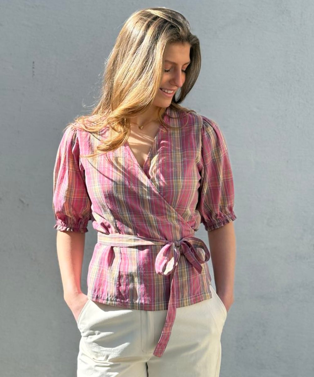 BY IDA Tone Wrap Bluse Rutete Rosa