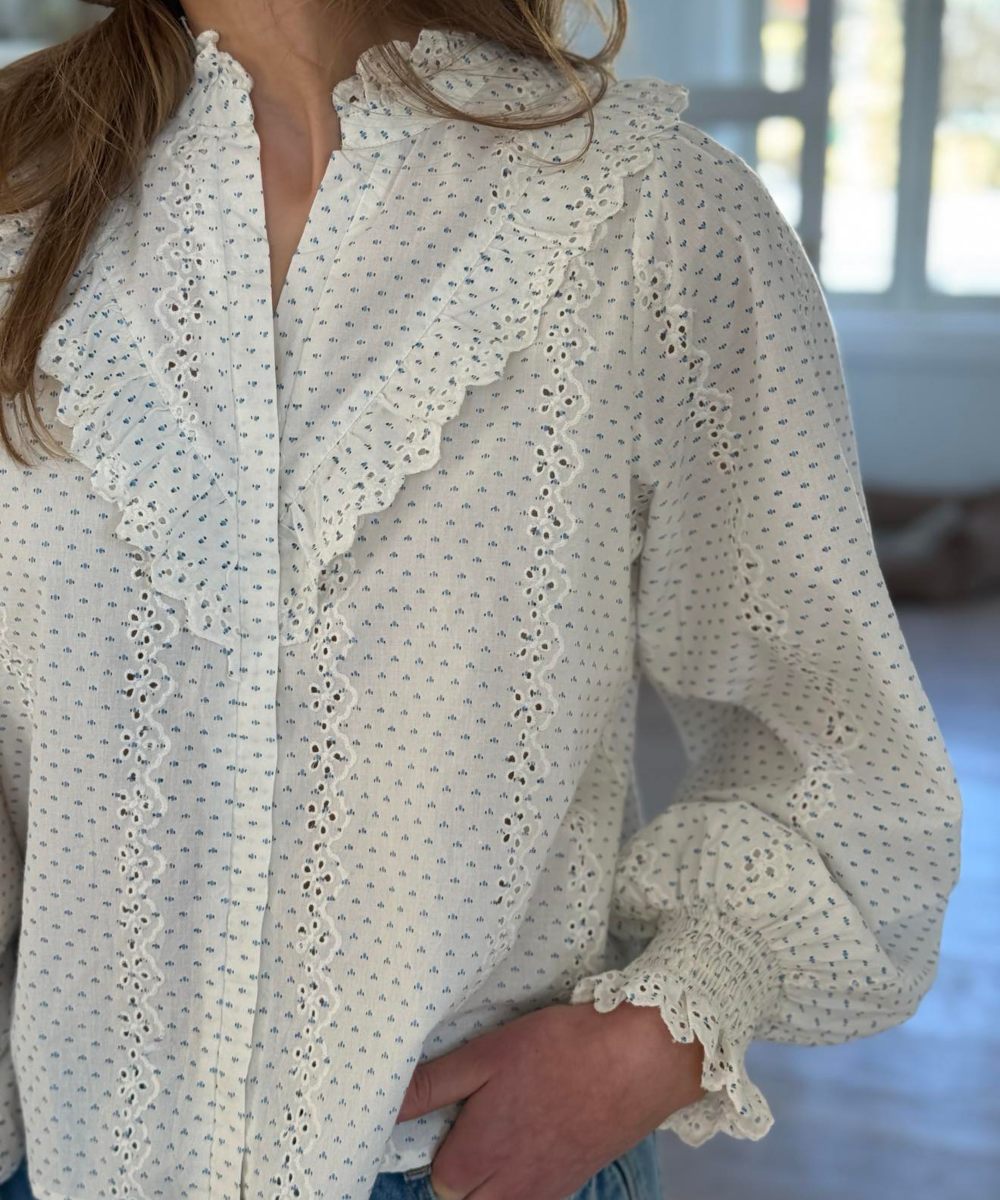 Neo Noir Degas Embroidery Bluse Off White - Bilde 3