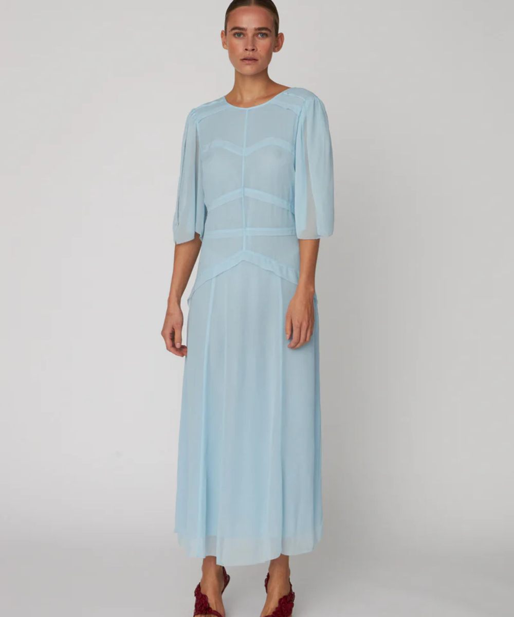 Stella Nova Delicate Crepe Chiffon Kjole Clear Blue