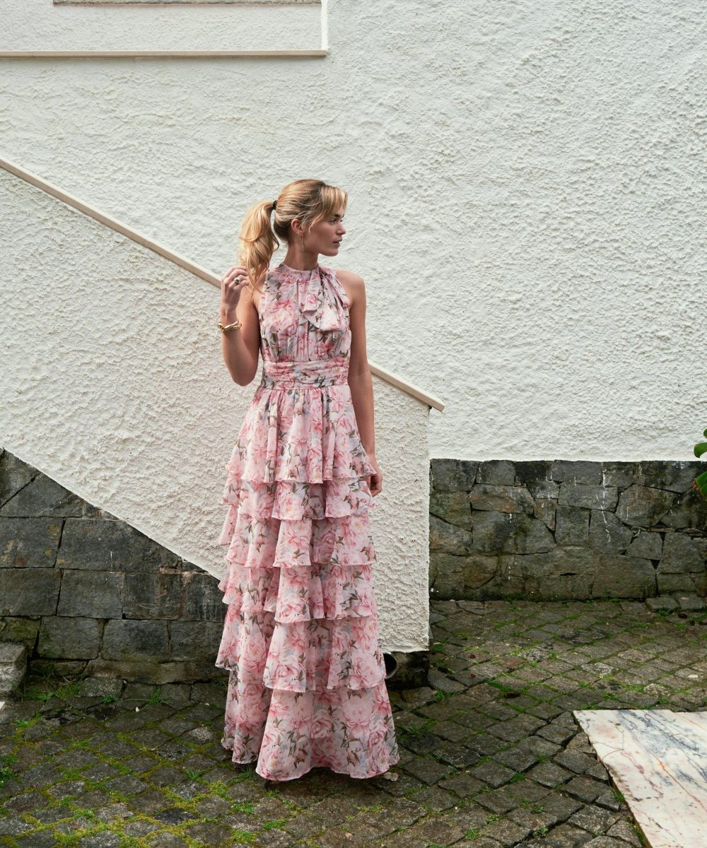 Neo Noir Marli Flower Chiffon Kjole Rose