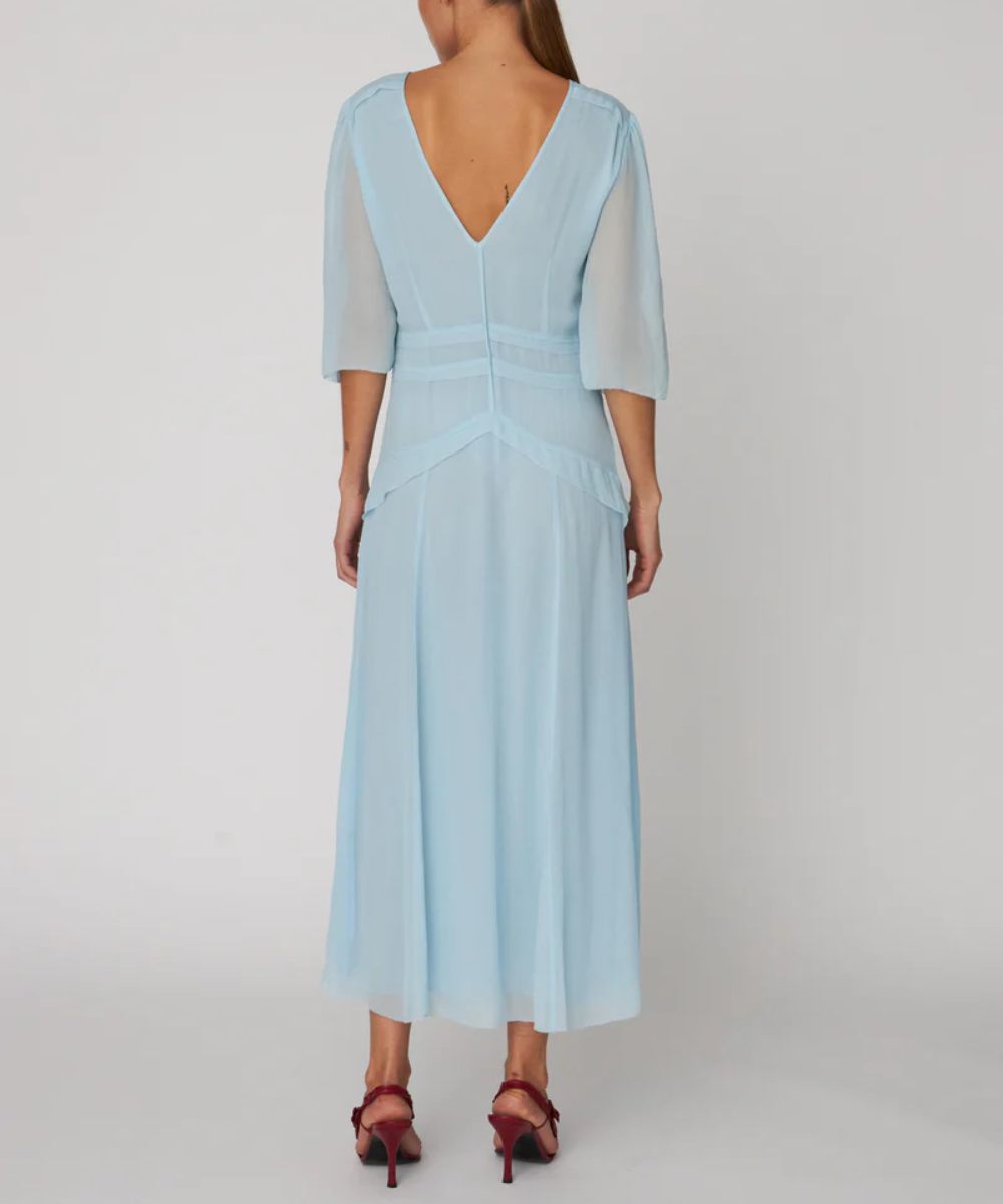 Stella Nova Delicate Crepe Chiffon Kjole Clear Blue - Bilde 2