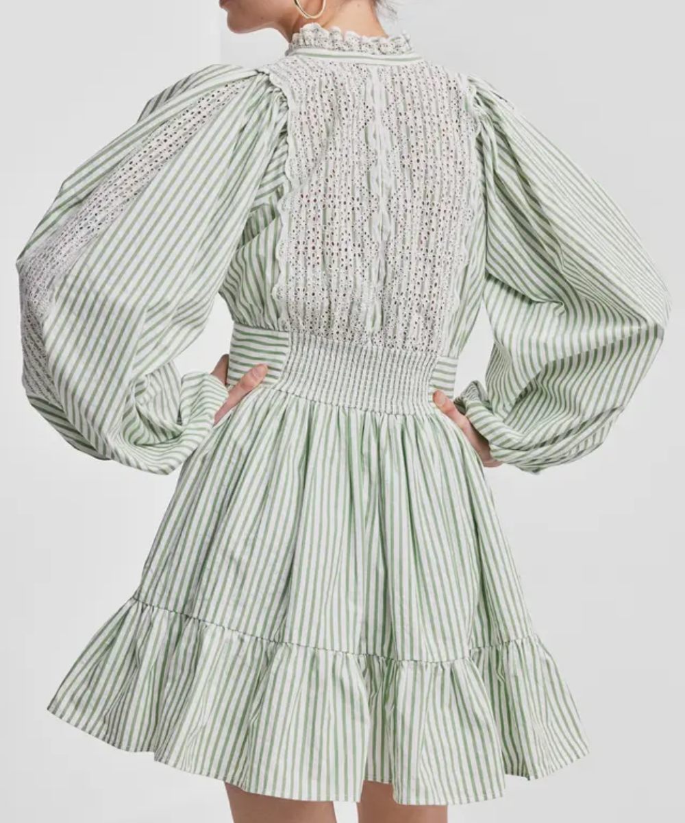 by TiMo Seersucker Mini Kjole Grønn Striper - Bilde 2