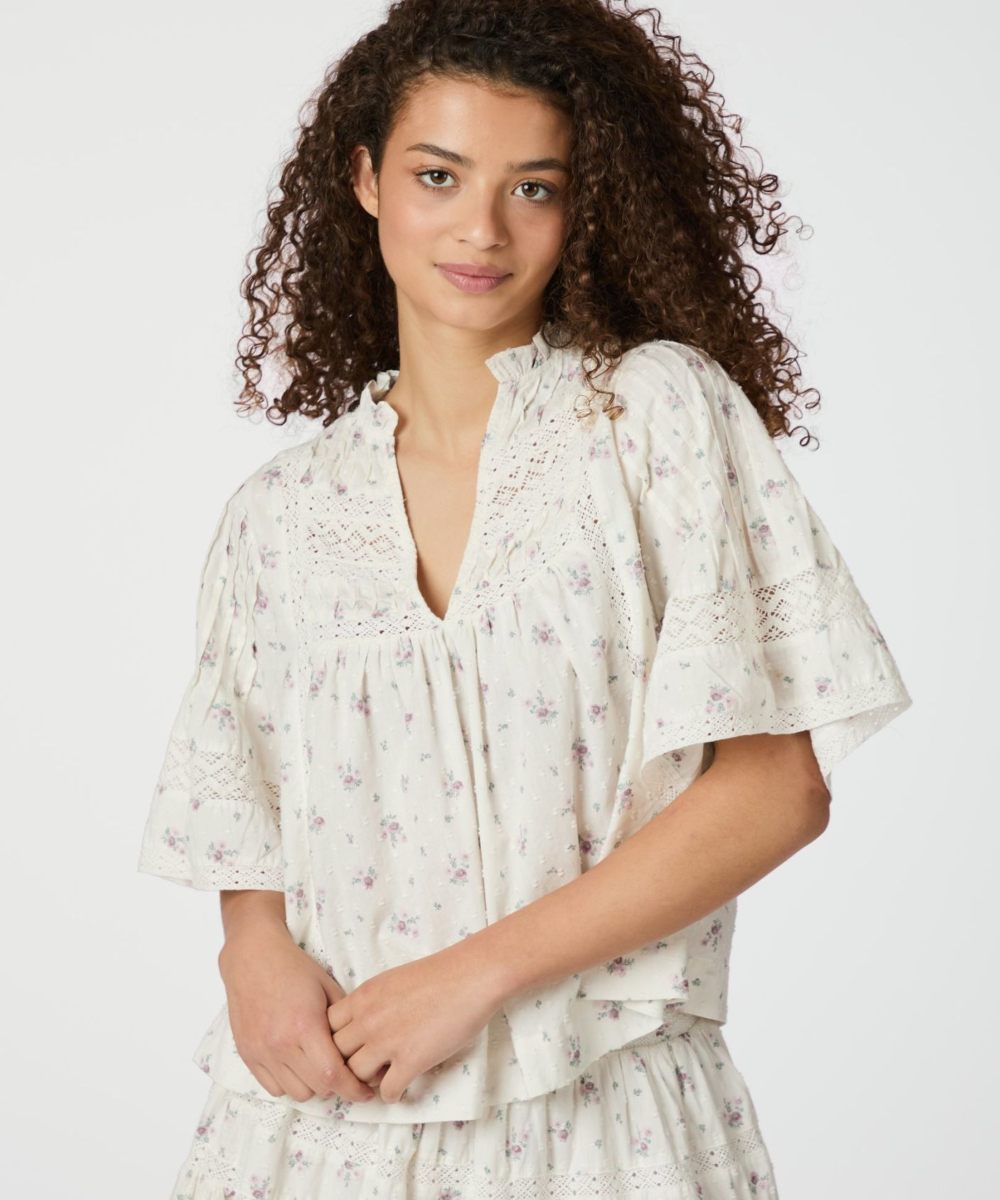 Neo Noir Siama Dobby Flower Bluse Off White
