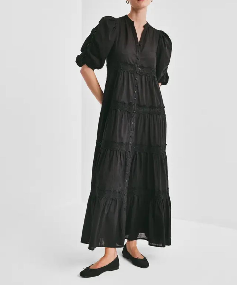 by TiMo Cotton Slub Relaxed Kjole Sort - Bilde 2