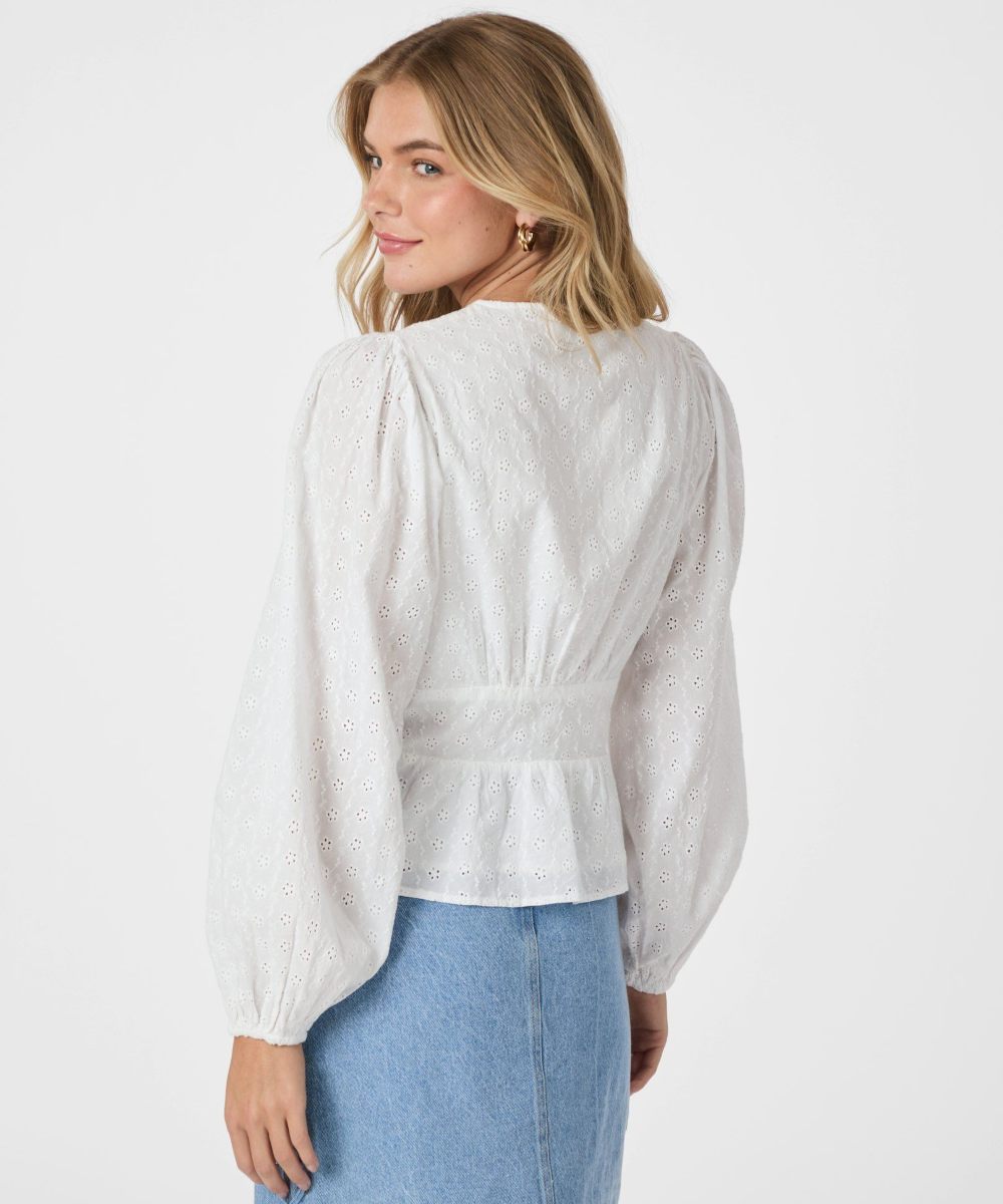 Neo Noir Neroni Embroidery Bluse Hvit - Bilde 2