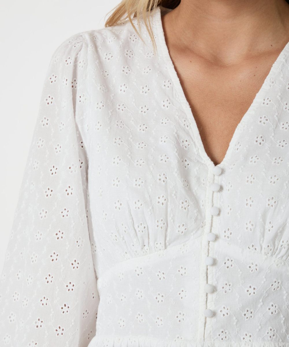 Neo Noir Neroni Embroidery Bluse Hvit - Bilde 3