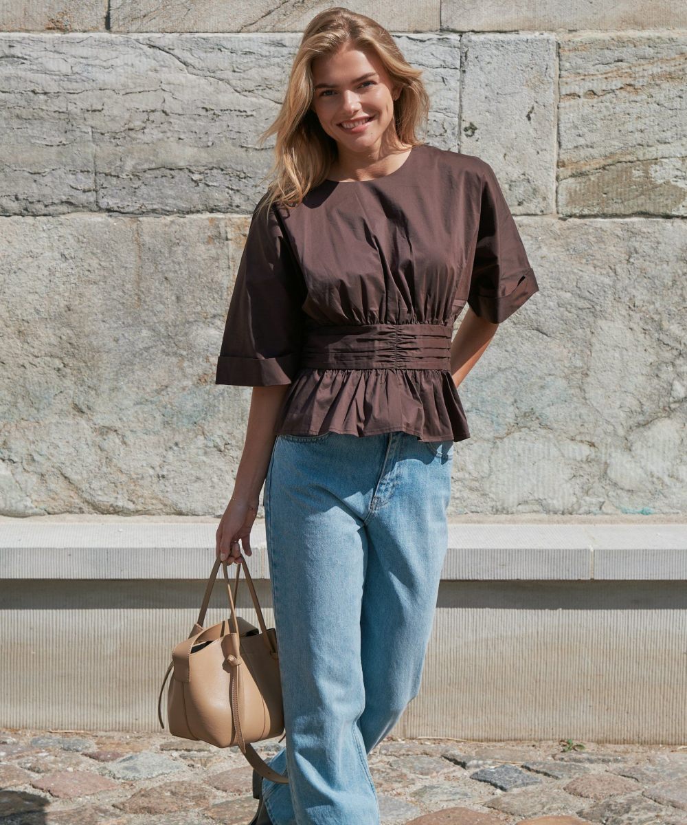 Neo Noir Annegret Poplin Bluse Chocolate Brun