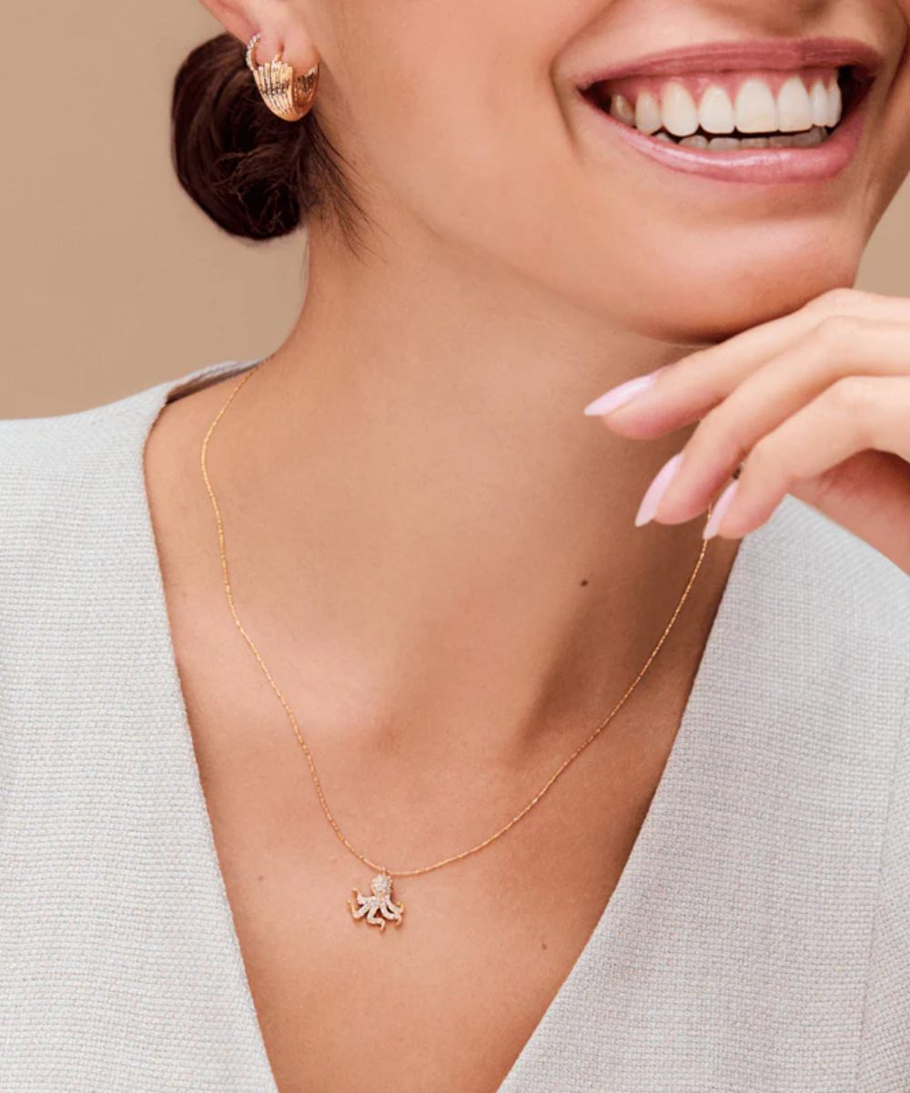 ORELIA Pave Octopus Charm Halskjede Gull