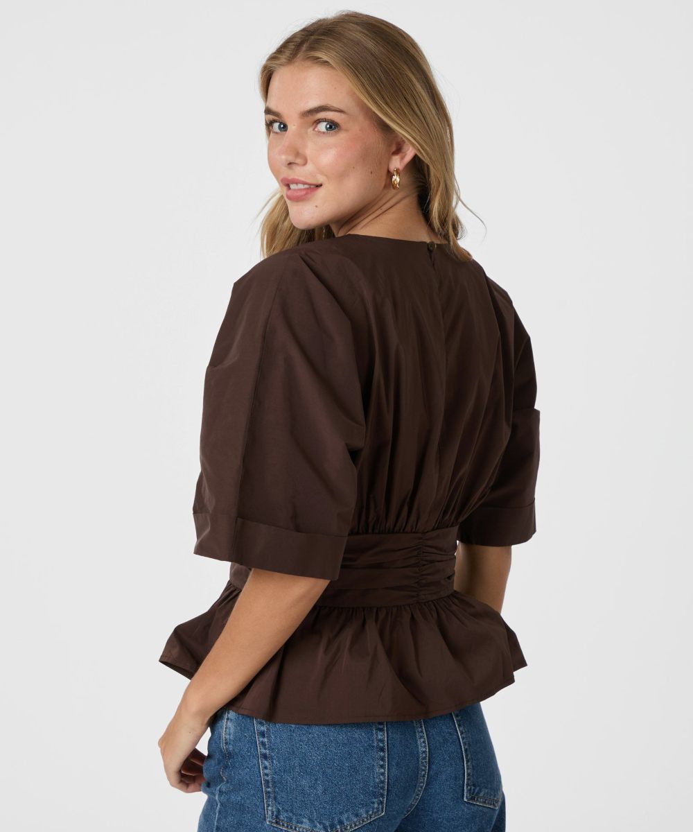 Neo Noir Annegret Poplin Bluse Chocolate Brun - Bilde 2