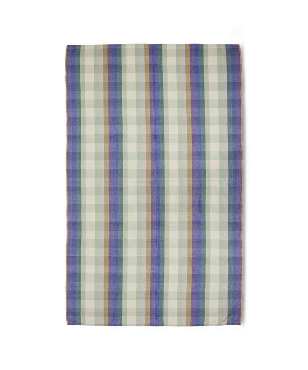 HK Living Vida Check Duk Mint Cobalt 140x220 - Bilde 3