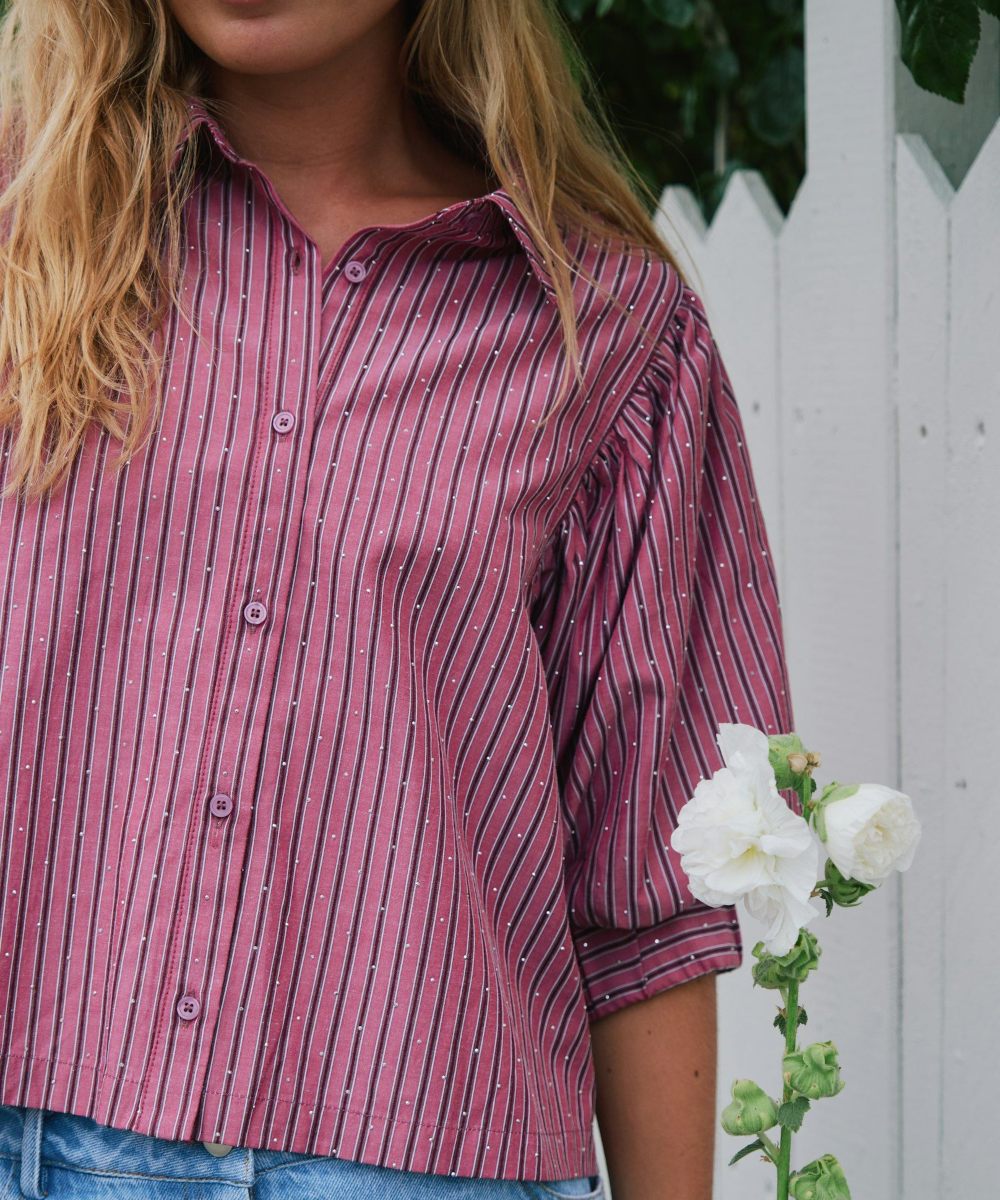 Neo Noir Etta Soft Stripe Stone Skjorte Mørk Rosa - Bilde 3