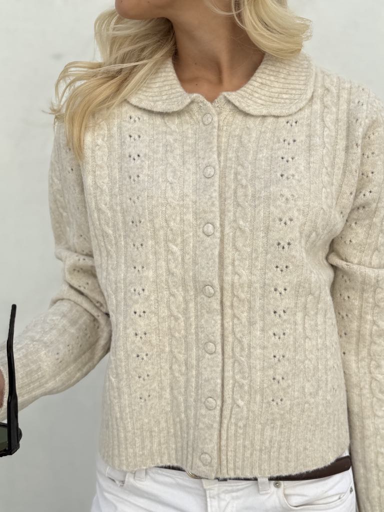 Neo Noir Emelie Knit Cardigan Ivory Sand - Bilde 4